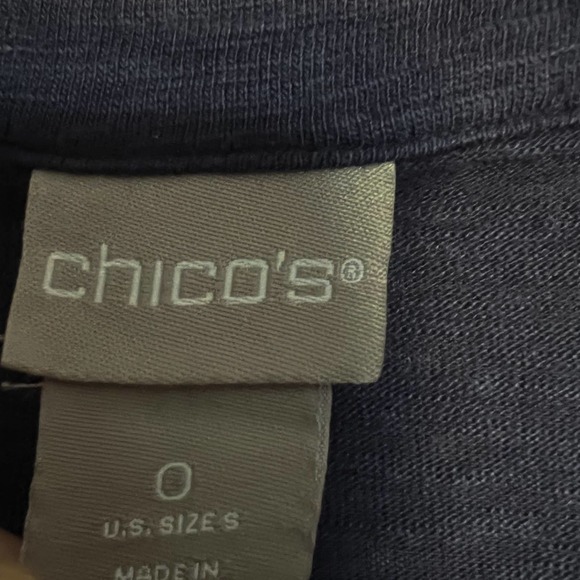 Chicos Navy Blue Henley Cotton Modal 3/4 Sleeve T Shirt Tunic Top Tee Sz 0 Small - Picture 2 of 5